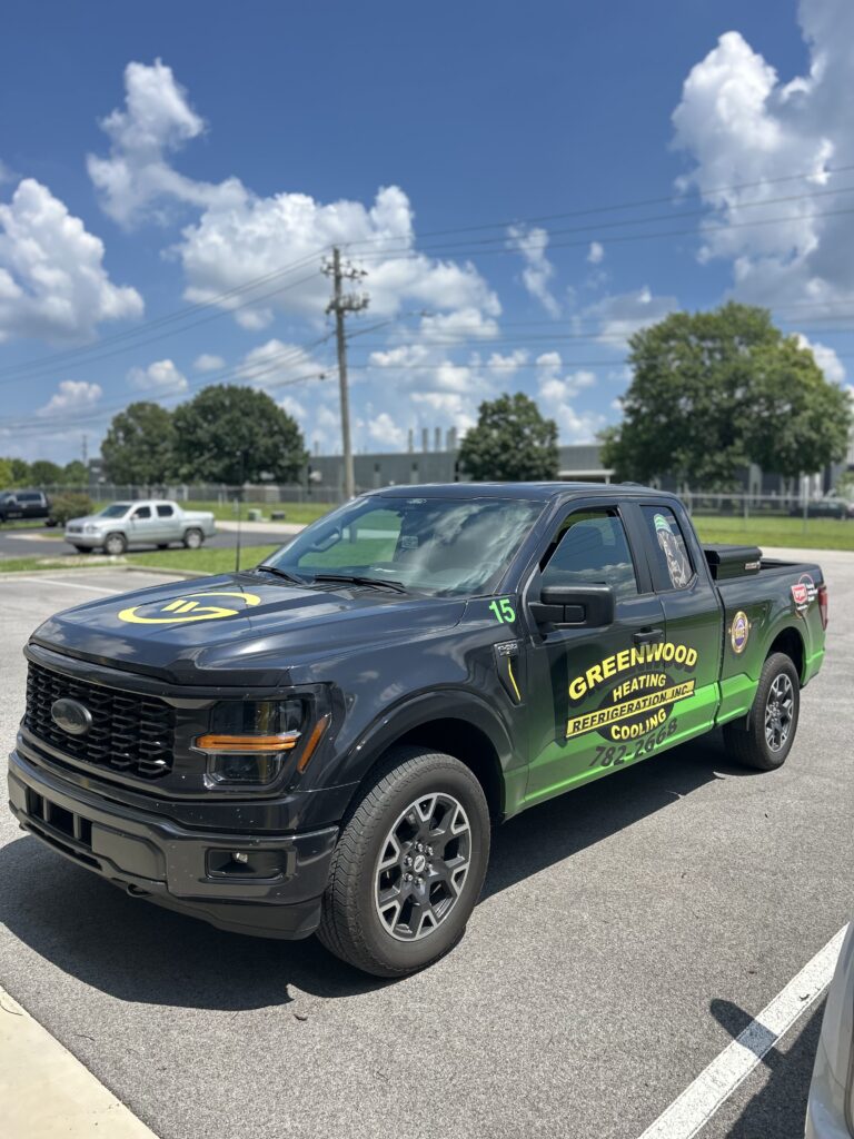 black truck with logo